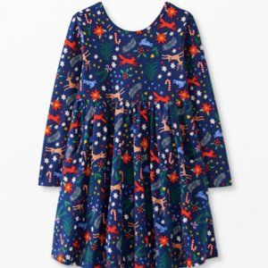 New Hanna Andersson Holiday Long Sleeve Super Soft Skater Dress Sz 12